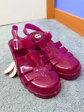 Juju Babe Fuchsia Jelly Heeled Fisherman Sandals